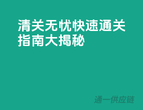 清关无忧，快速通关指南大揭秘