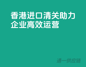 香港进口清关，助力企业高效运营