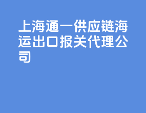 上海通一供应链海运出口报关代理公司