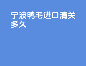 宁波鸭毛进口清关多久