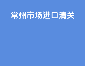 常州市场进口清关