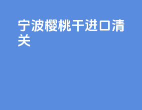宁波樱桃干进口清关