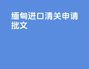 缅甸进口清关申请批文