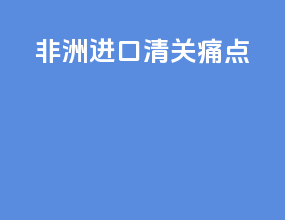 非洲进口清关痛点