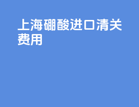 上海硼酸进口清关费用