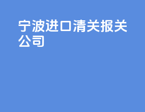 宁波进口清关报关公司