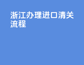 浙江办理进口清关流程