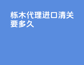 栎木代理进口清关要多久