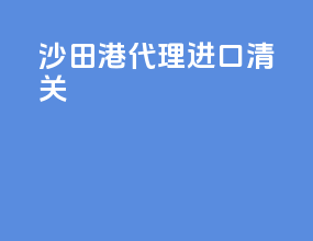 沙田港代理进口清关