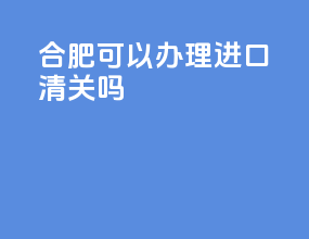 合肥可以办理进口清关吗