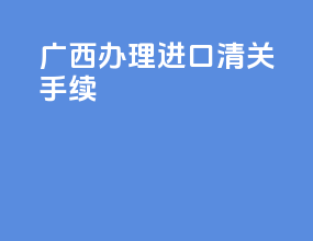 广西办理进口清关手续