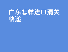 广东怎样进口清关快递